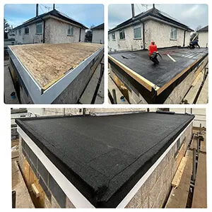 A picture of a roof being installed on a house.